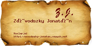 Závodszky Jonatán névjegykártya